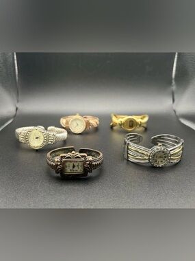 Y2K Bracelet Watch Lot Silver Gold Copper Cuff Watches Vivani Geneva untested